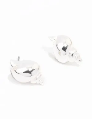 Silver Pointed Shell Stud Earrings