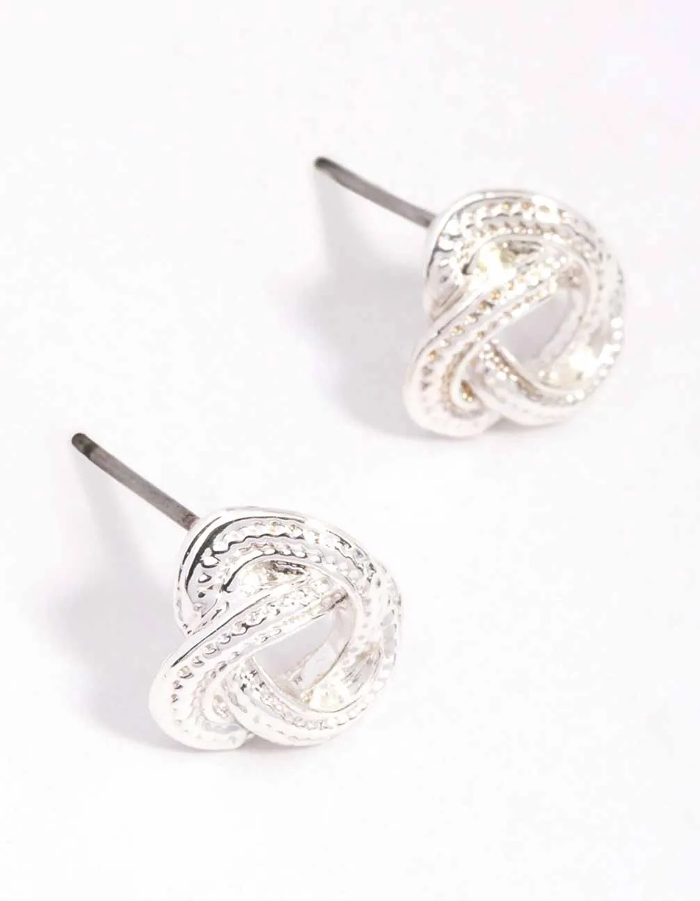 Silver Rope Knotted Stud Earrings