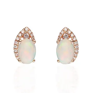 Sky 14K Rose Gold Oval-Shape Natural African Opal Earrings