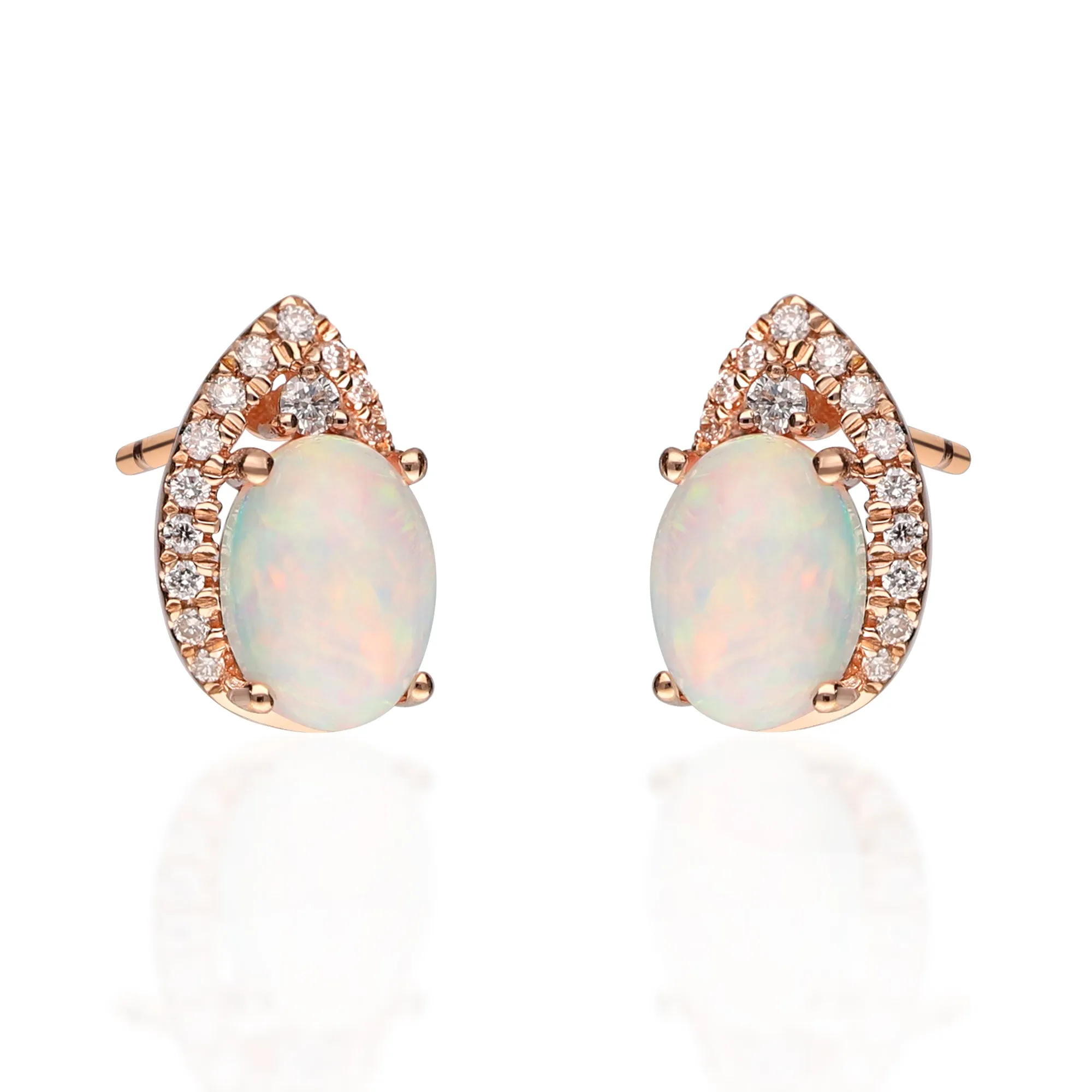 Sky 14K Rose Gold Oval-Shape Natural African Opal Earrings