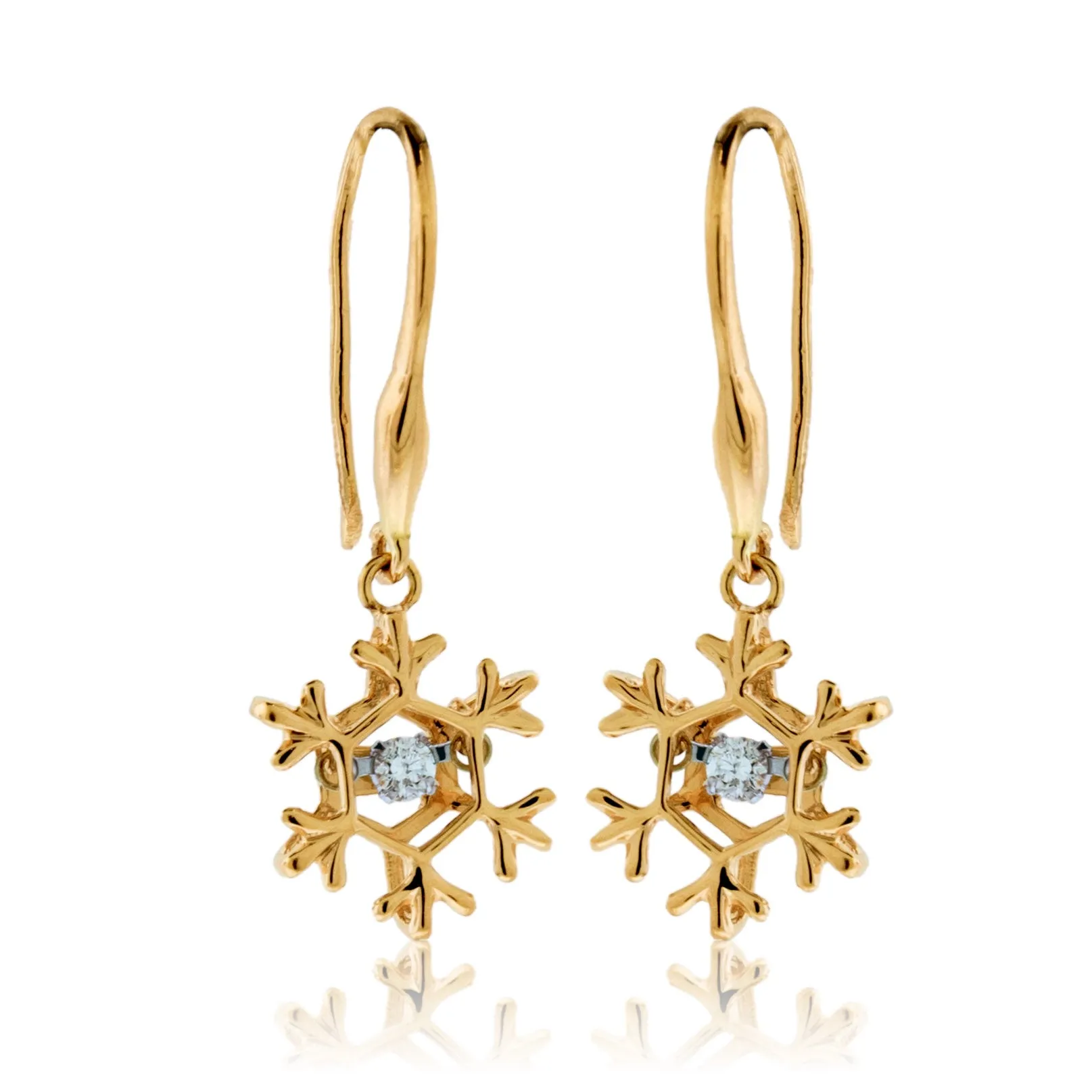 Solitaire Dancing Diamond Dangle Snowflake Earrings