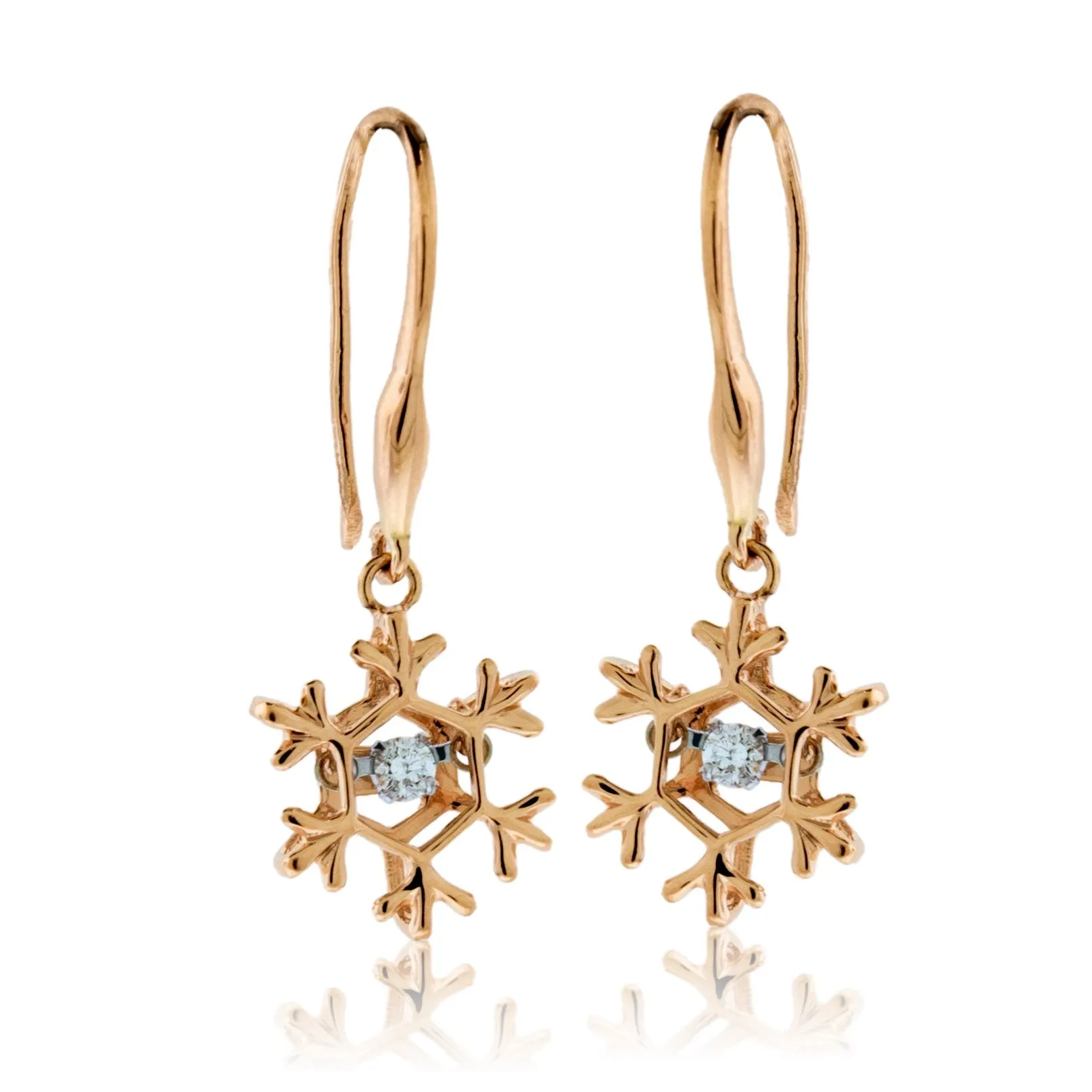 Solitaire Dancing Diamond Dangle Snowflake Earrings