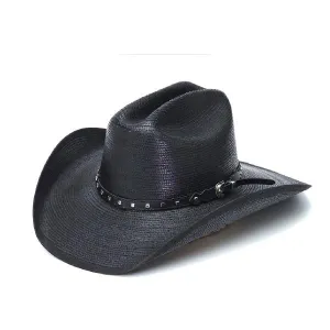 Stampede Black Straw Western Hat - Midnight with Square Studs