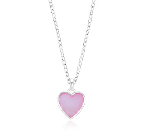 Sterling Silver 12mm x 12mm Pink Mother of Pearl Heart Pendant