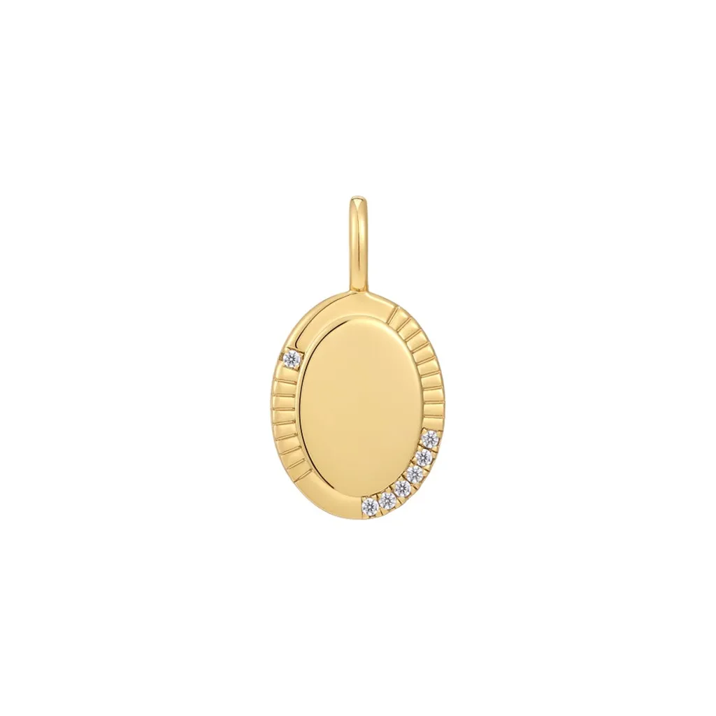 Sterling Silver & 14K Yellow Gold Plated Cubic Zirconia Oval Charm by Ania Haie