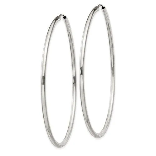 Sterling Silver Endless Hoop Earrings 2mmx60mm