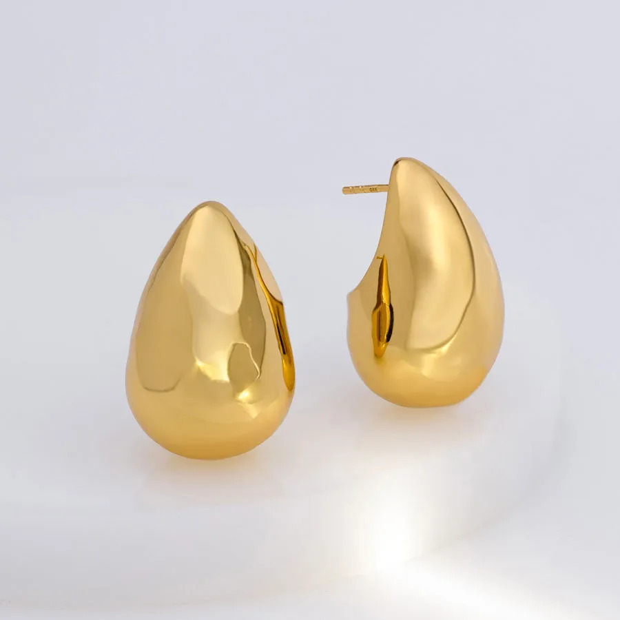 Teardrop Classic Gold 30mm Stud Earrings