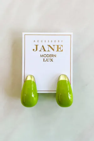 Teardrop Earrings - Lime/Gold