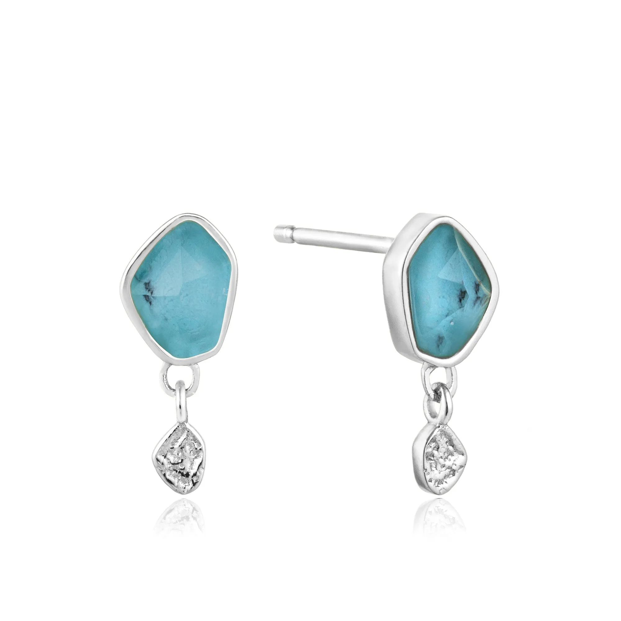 Turquoise Drop Silver Stud Earrings