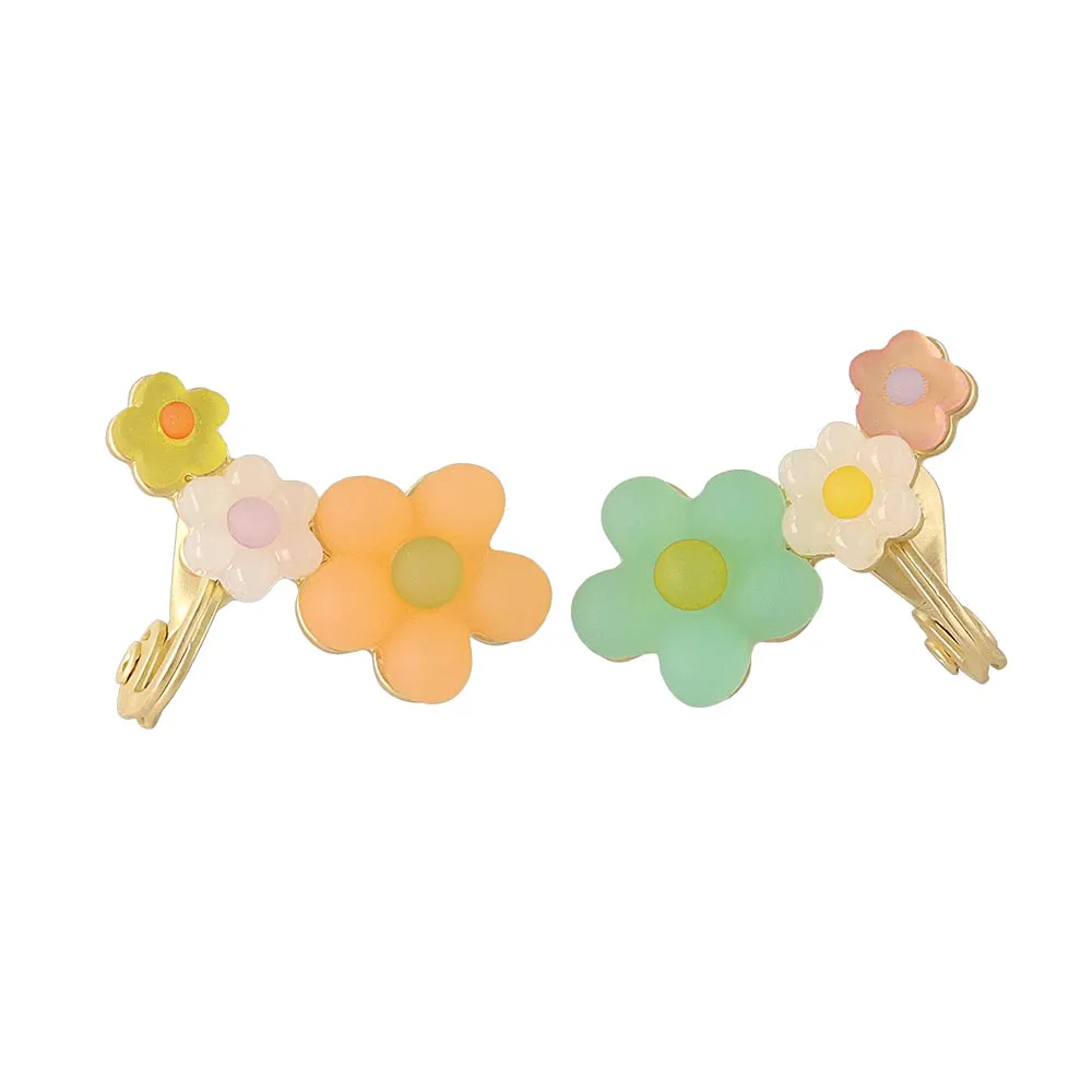 Vibrant Triple Flower Clip Ons