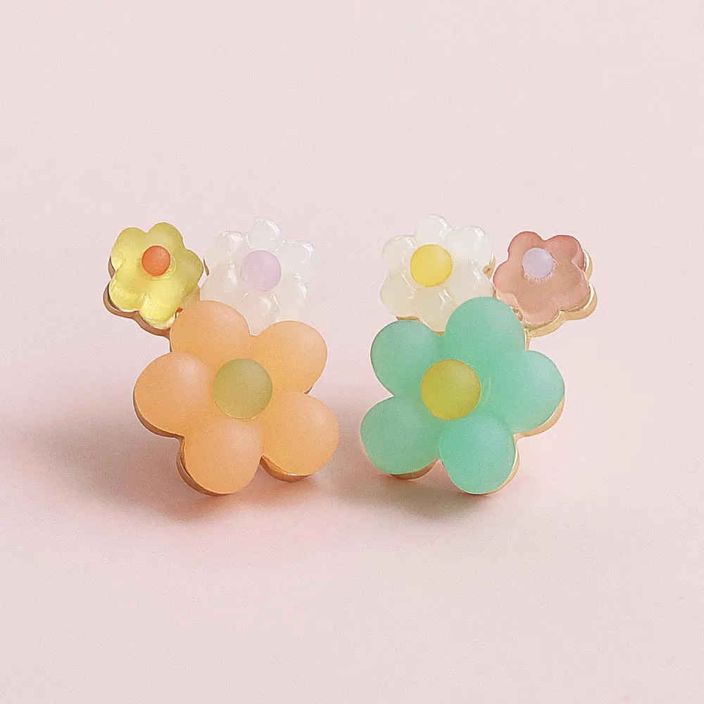 Vibrant Triple Flower Earrings