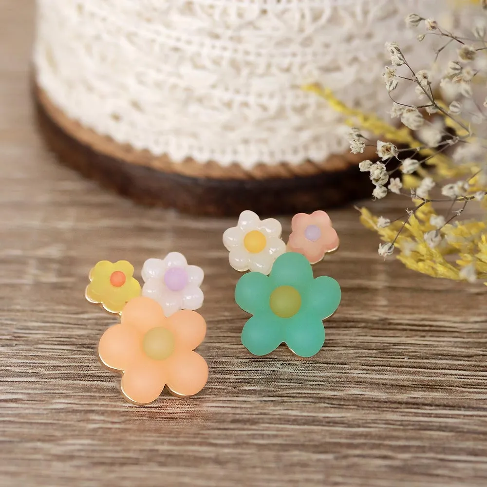 Vibrant Triple Flower Earrings