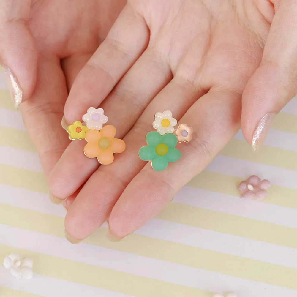 Vibrant Triple Flower Earrings