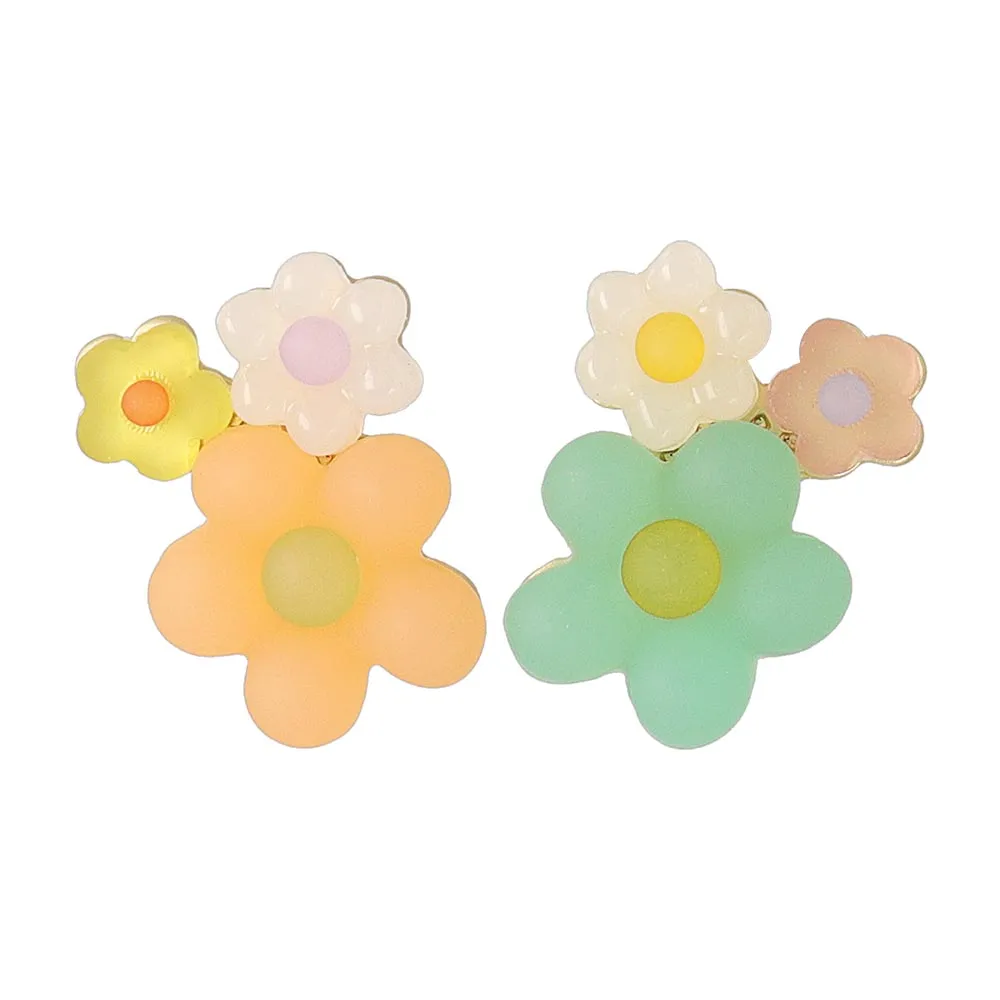 Vibrant Triple Flower Earrings