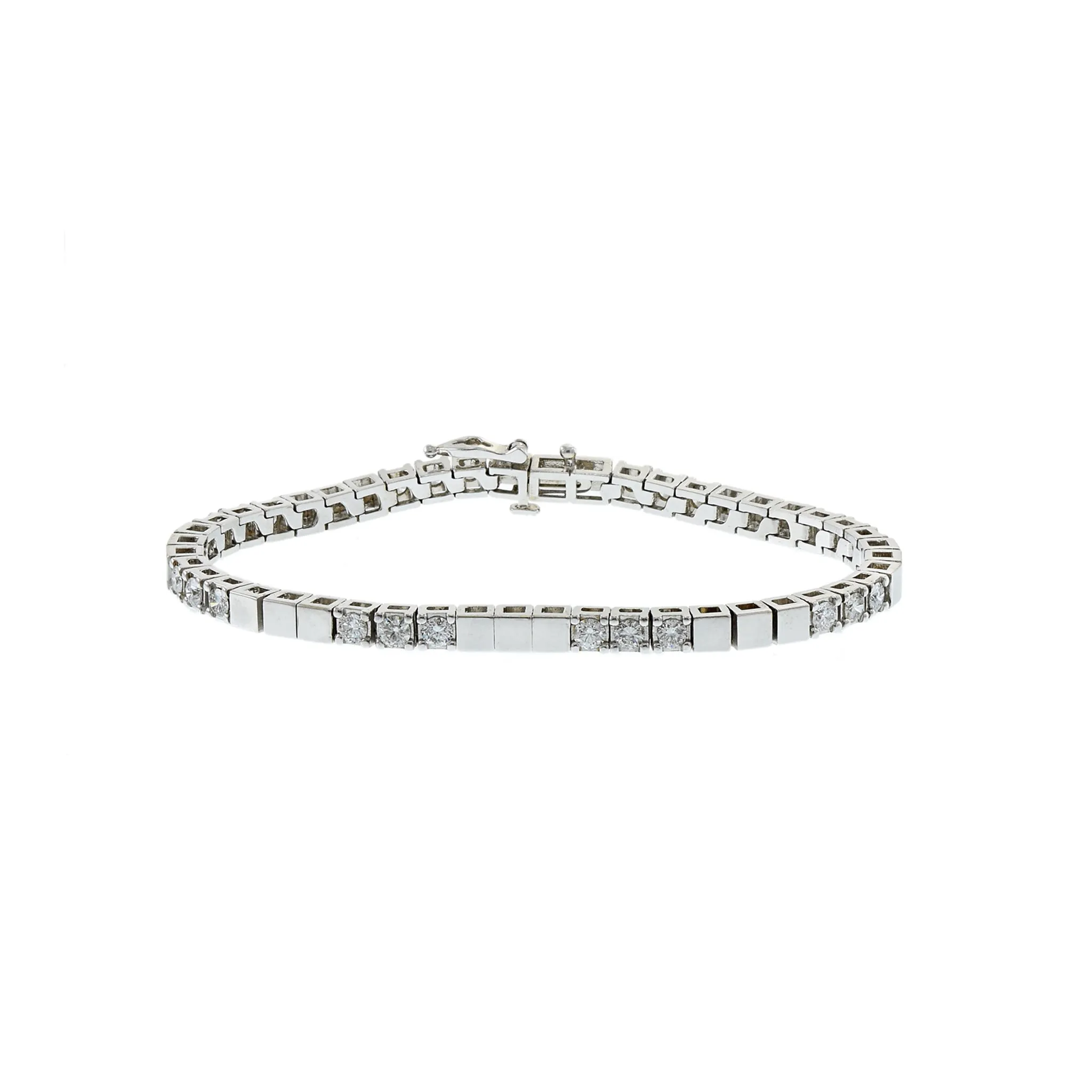 Vintage 14KT White Gold Alternation Diamond Bracelet