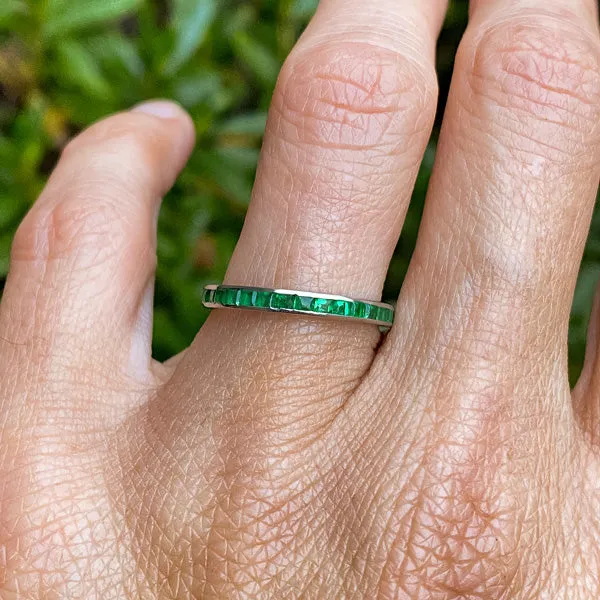 Vintage Emerald Eternity Band Ring, Size 6.