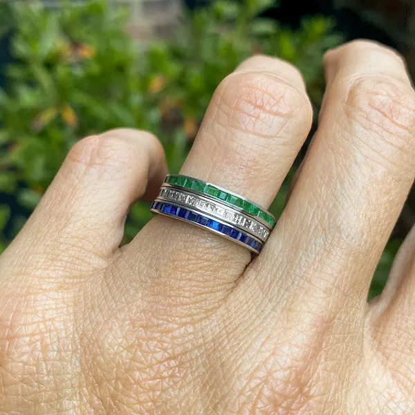 Vintage Emerald Eternity Band Ring, Size 6.