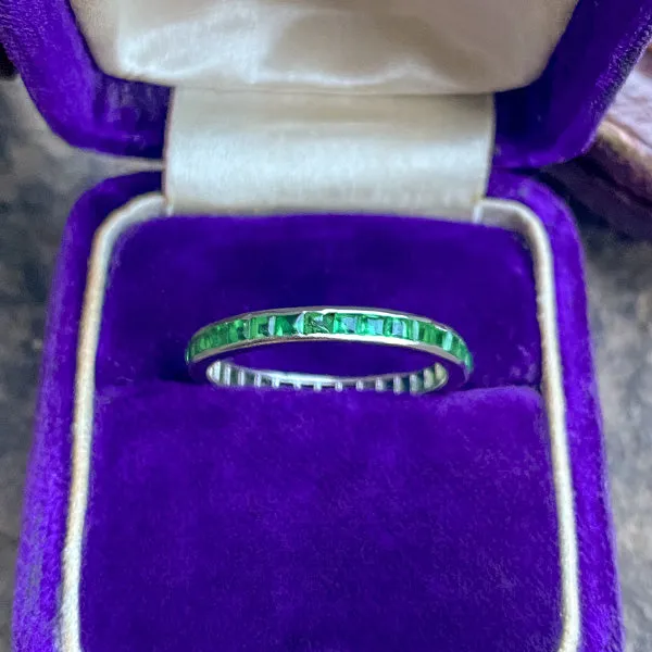 Vintage Emerald Eternity Band Ring, Size 6.