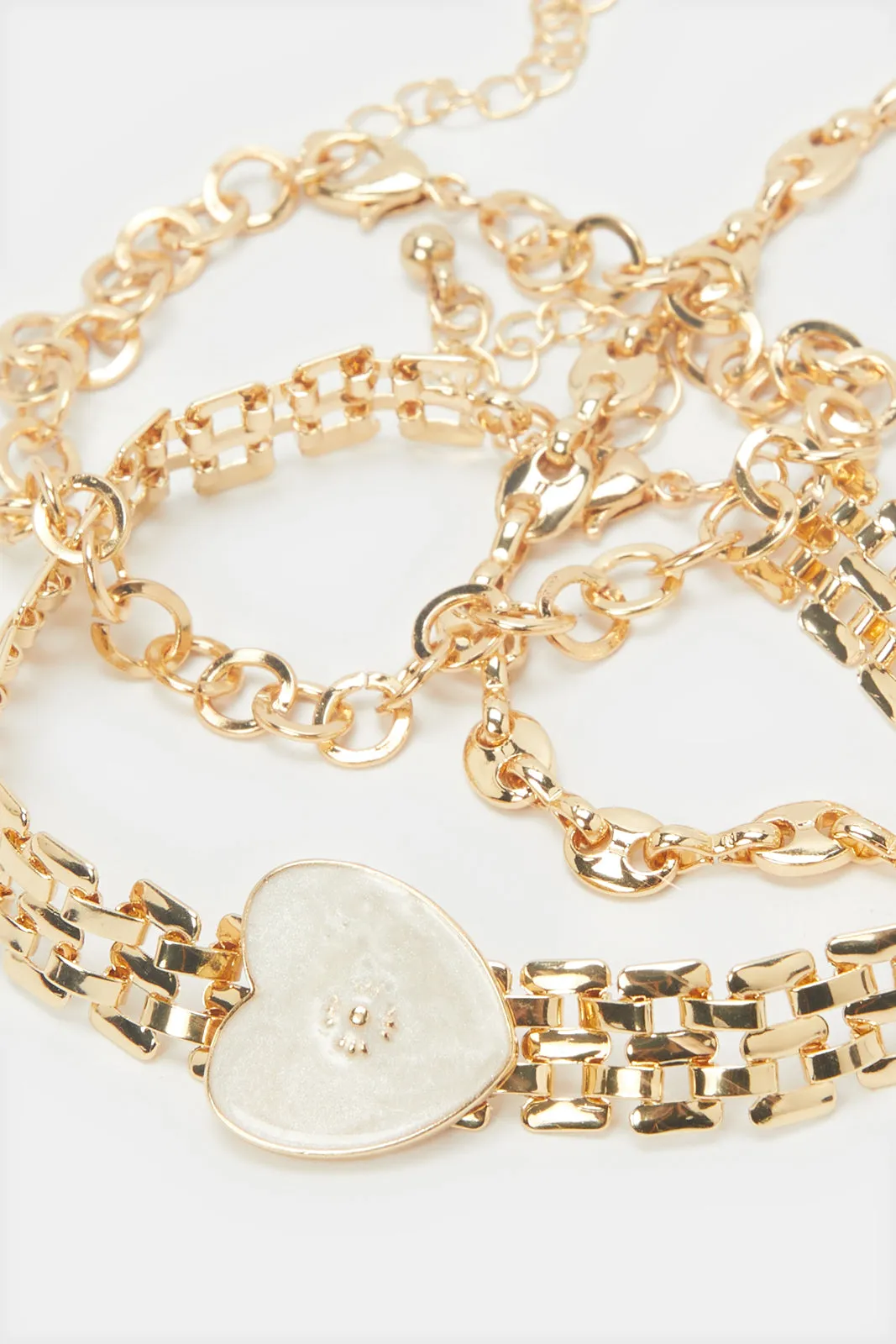 Women Gold Embellished Bracelets Set (3 Piece)